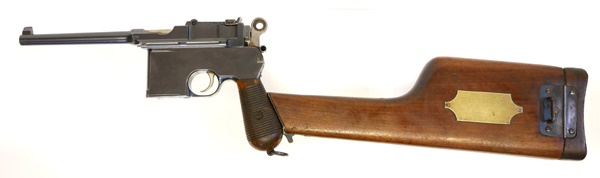 Mauser Broomhandle flat side large ring presented to Jas Sumner